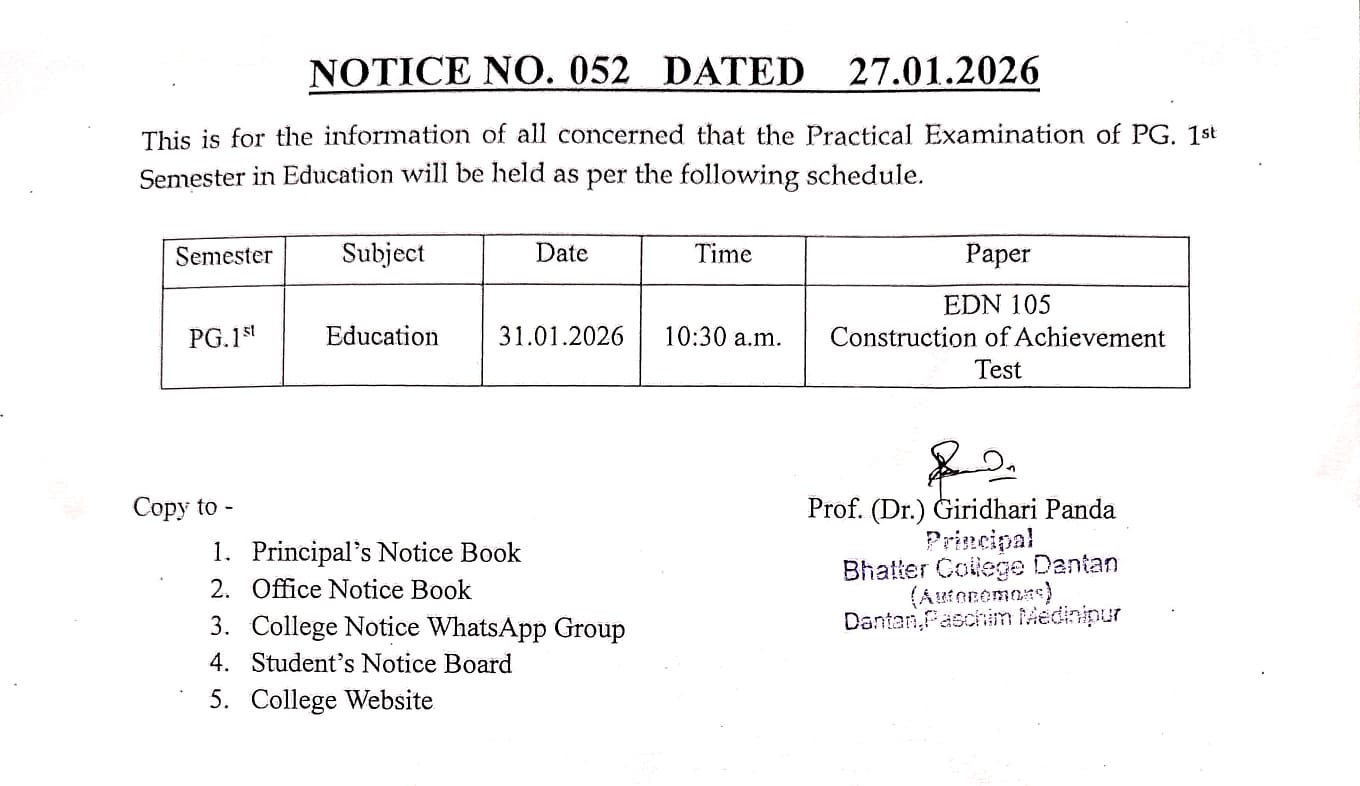 Practical Examination Schedule of PG 1st Semester 2025 – Bhatter ...